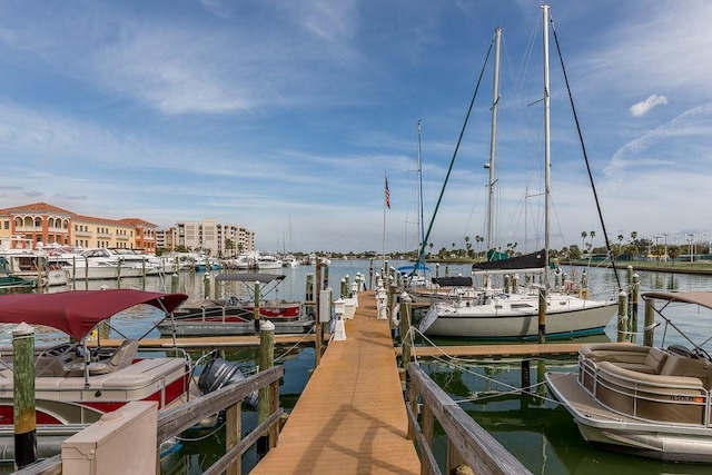 view of dock featuring a water view