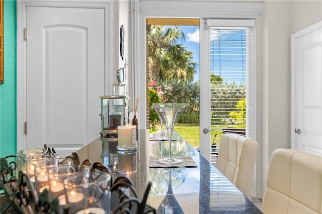 dining area featuring french doors