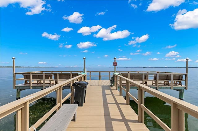 view of dock featuring a water view