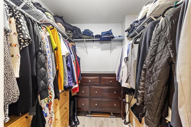 walk in closet featuring light wood-type flooring