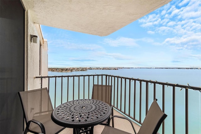 balcony with a water view