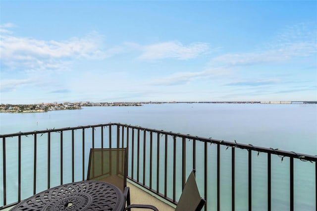 balcony with a water view