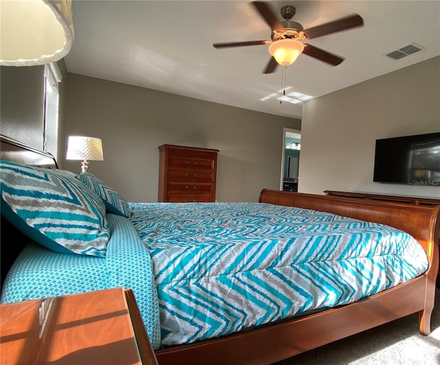 bedroom with carpet and ceiling fan