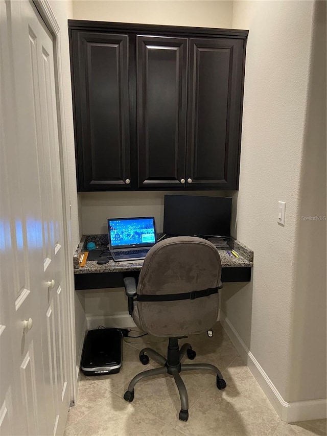 office featuring built in desk