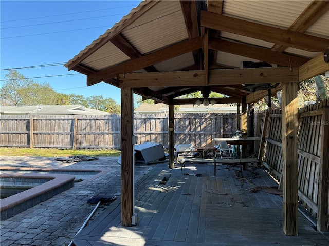 wooden terrace with a gazebo