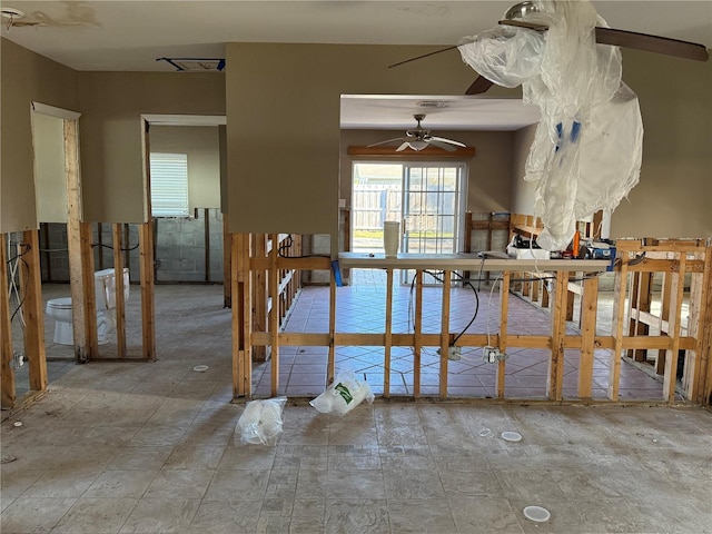 miscellaneous room featuring ceiling fan