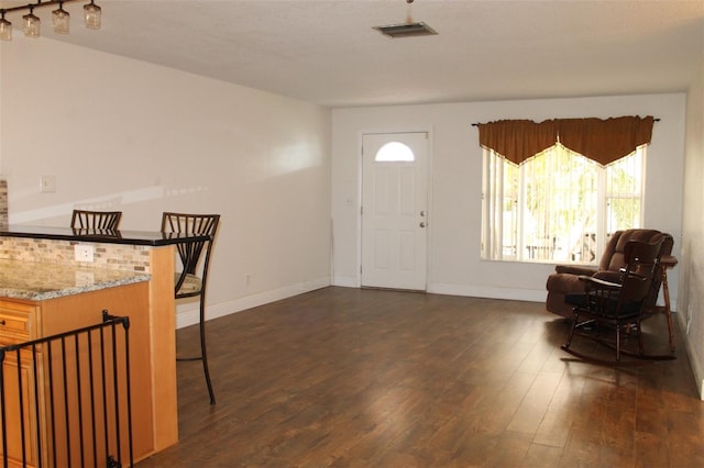 foyer entrance with dark hardwood / wood-style flooring