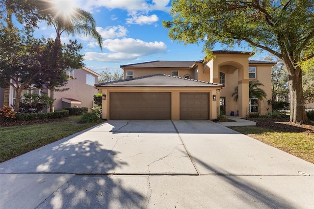 view of front of house with a garage