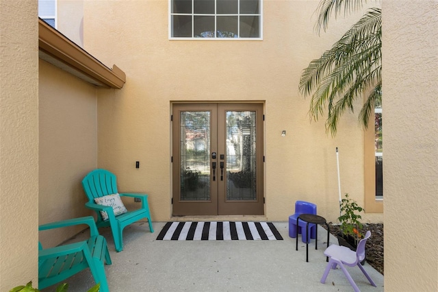 property entrance with french doors