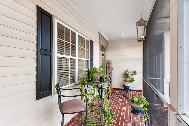 balcony featuring a porch