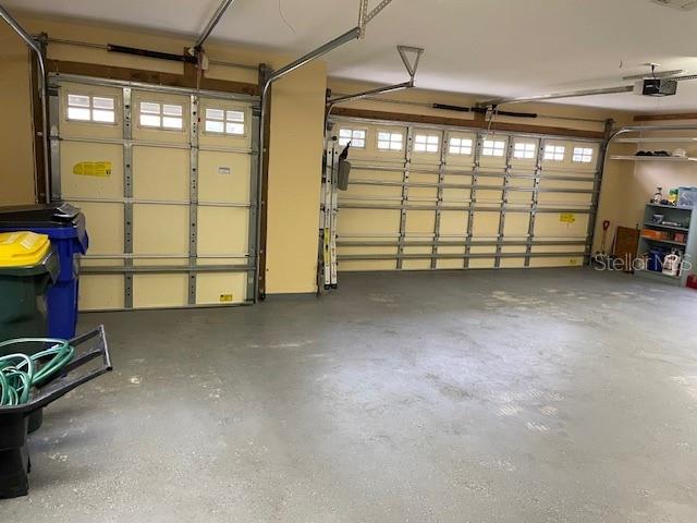 garage with a garage door opener