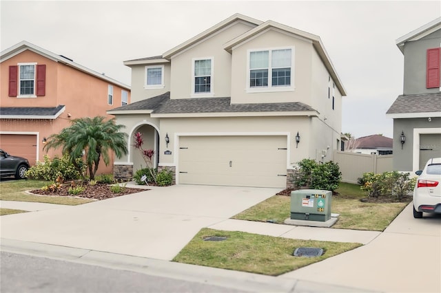 view of front property with a garage