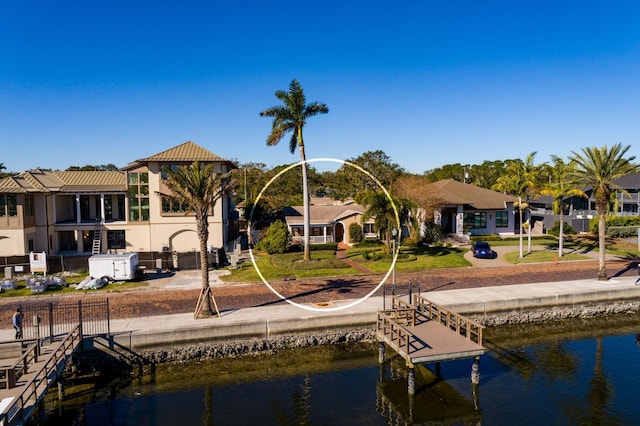 dock area featuring a water view