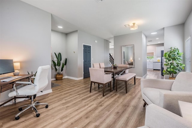 office featuring light hardwood / wood-style floors