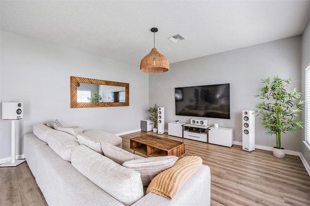 living room with hardwood / wood-style floors