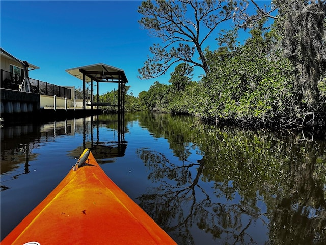 view of dock featuring a water view