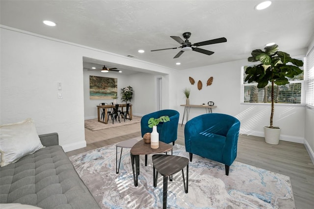 living room with wood-type flooring