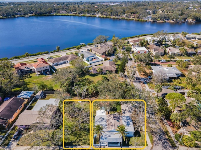 402 Pineapple St, Tarpon Springs, FL 34689 - drone / aerial view with a water view and a residential view