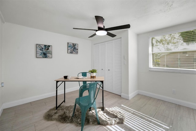 402 Pineapple St, Tarpon Springs, FL 34689 - office with baseboards, ceiling fan, and light wood-type flooring