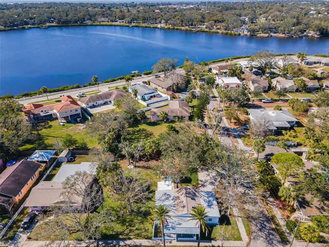402 Pineapple St, Tarpon Springs, FL 34689 - drone / aerial view featuring a water view and a residential view
