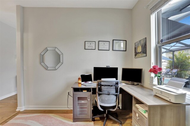 office featuring light hardwood / wood-style flooring