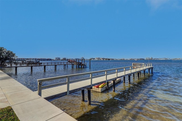 view of dock featuring a water view