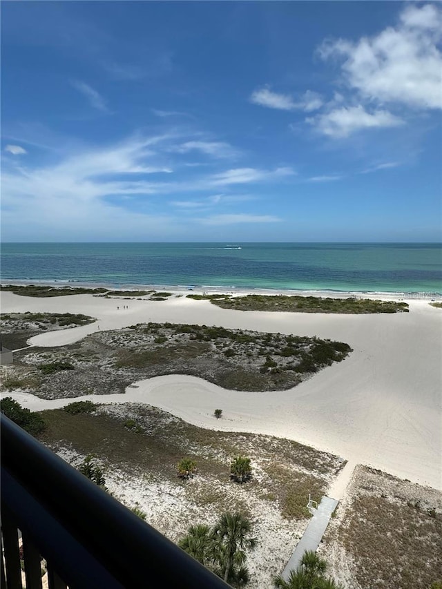 view of water feature featuring a beach view