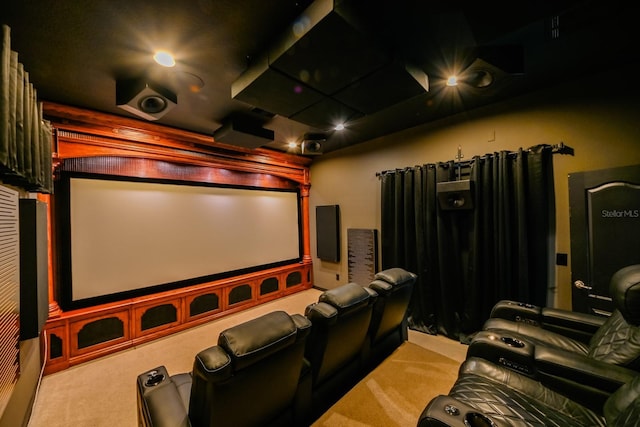 view of carpeted home theater room