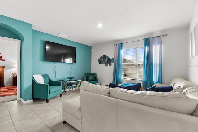 view of tiled living room