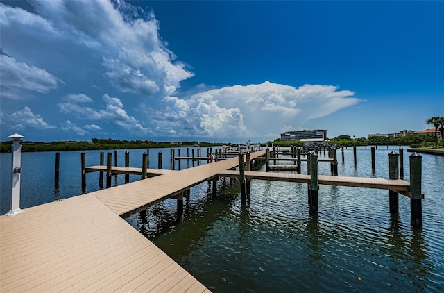 view of dock featuring a water view