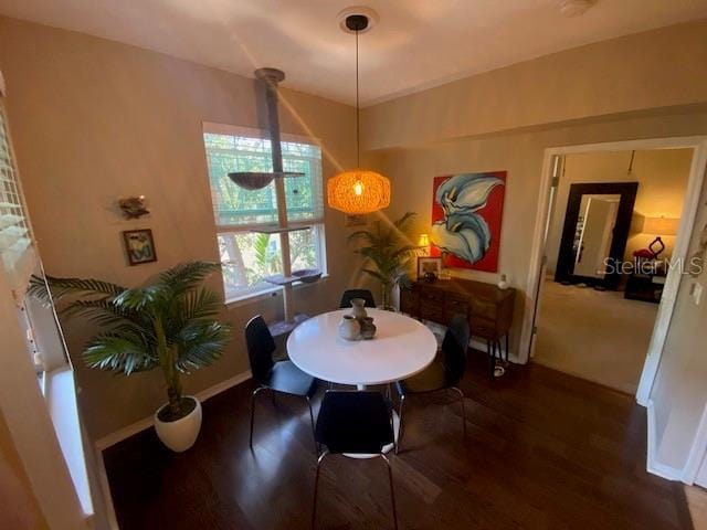 dining room with dark hardwood / wood-style flooring