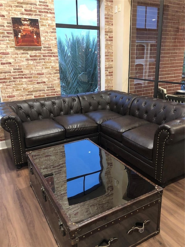 living room with hardwood / wood-style flooring