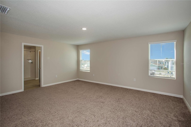 spare room with carpet floors and a textured ceiling