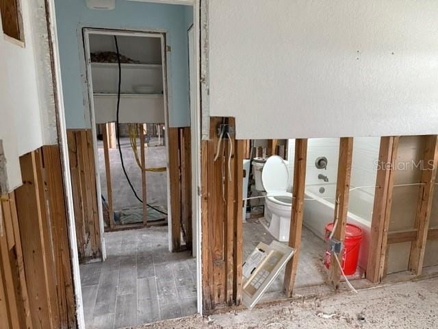 interior space featuring toilet and a bathing tub