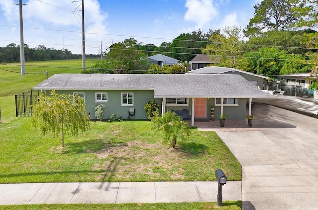 ranch-style house with a front yard