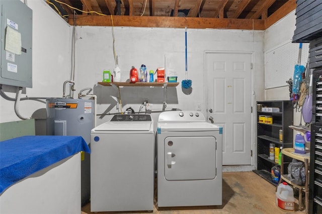 laundry room featuring washing machine and dryer and electric panel