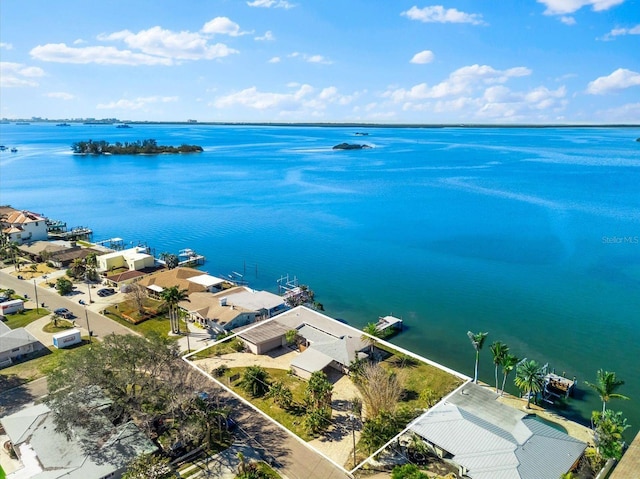 bird's eye view featuring a water view