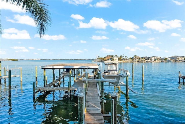 view of dock featuring a water view