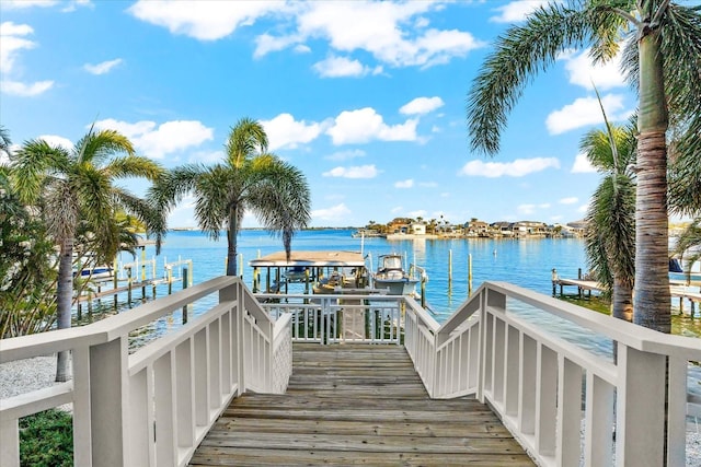 dock area featuring a water view