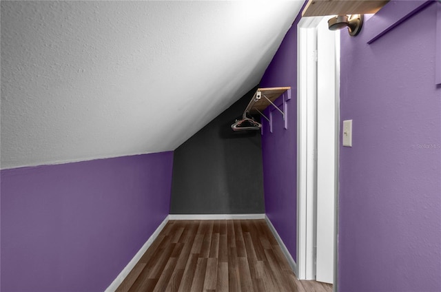 spacious closet featuring vaulted ceiling and wood-type flooring