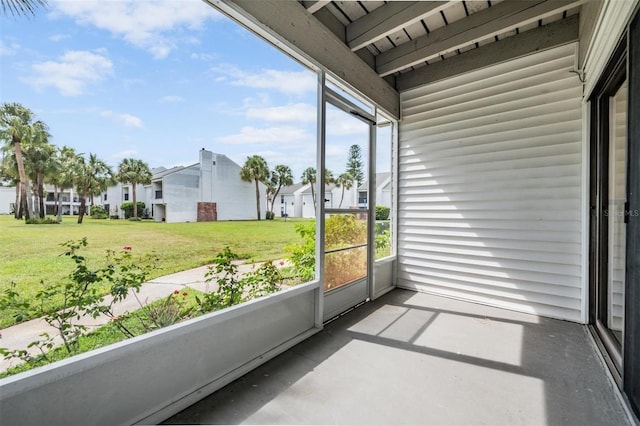 view of unfurnished sunroom