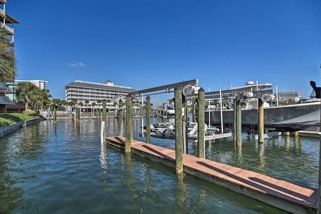 view of dock featuring a water view