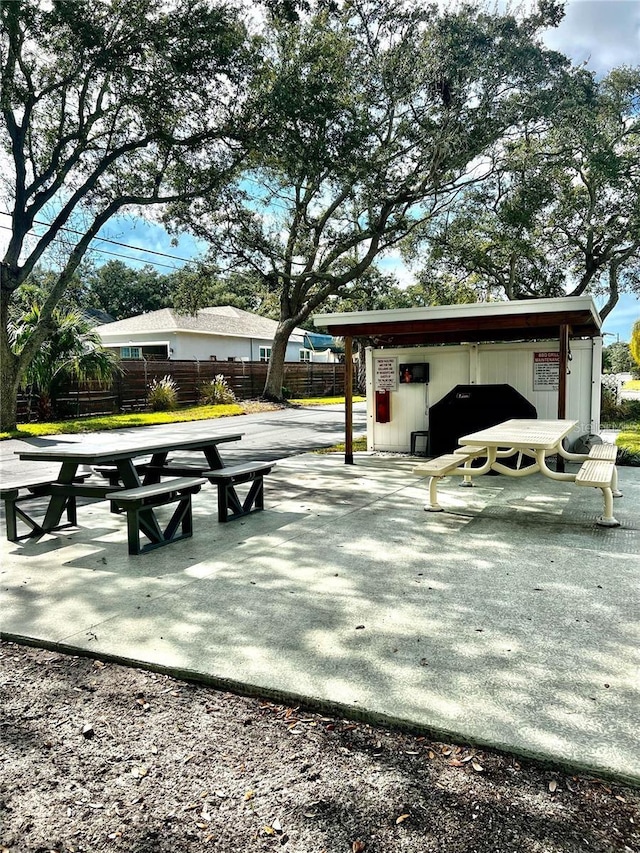 view of community with a patio area