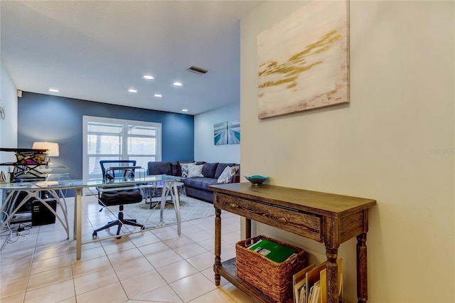 view of tiled living room