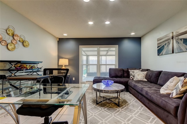 view of tiled living room