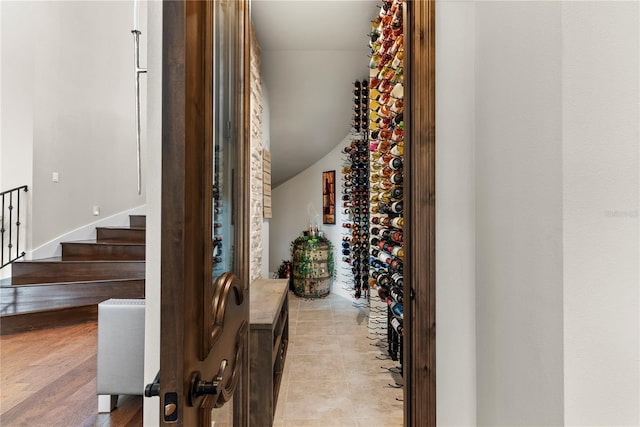 wine area with light tile patterned flooring