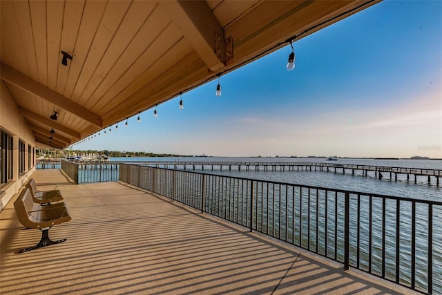 view of dock featuring a water view