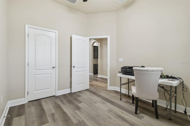 office featuring light wood-type flooring