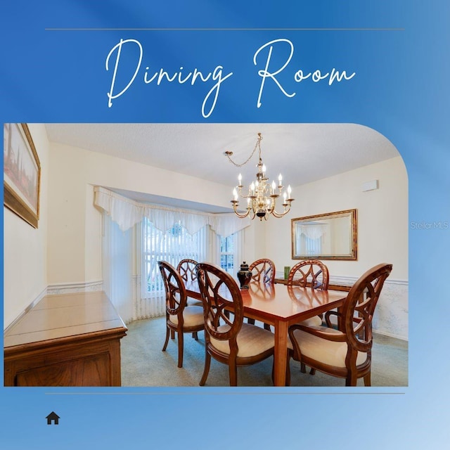 4553 31st Ct E, Bradenton, FL 34203 - carpeted dining room featuring a chandelier and arched walkways