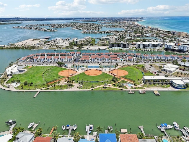 bird's eye view featuring a water view